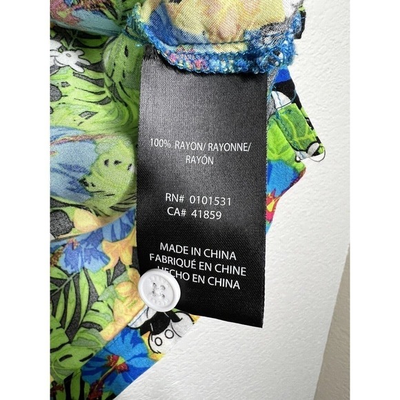 Disney Small S Mickey Mouse Hawaiian Floral Button Front Shirt Short Sleeve - Picture 3 of 5